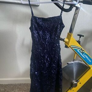 Elegant Navy Sequin Dress